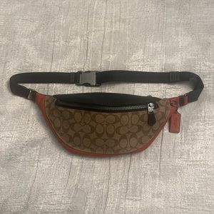 Coach C logo brown beige tan belt bag never used